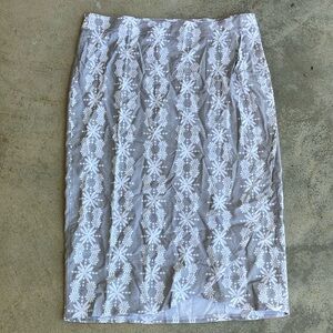Rip Skirt Tropical Floral Print Hawaiian Midi Length Wrap Skirt, XL